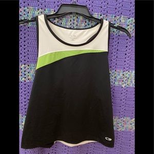 XL Champion woman’s black/white/green tank